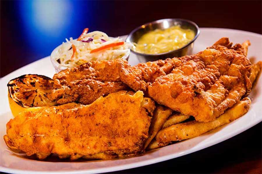Fish and chips dish served at Oxford Casino Hotel in Maine
