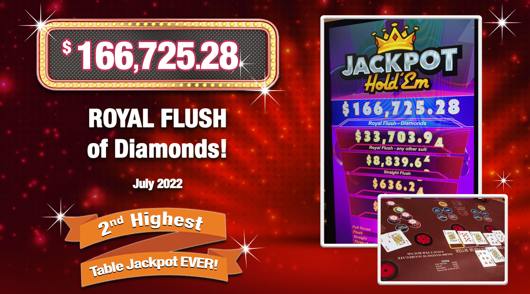 Royal Flush - $166,725.28 Table Games Progressive JACKPOT
