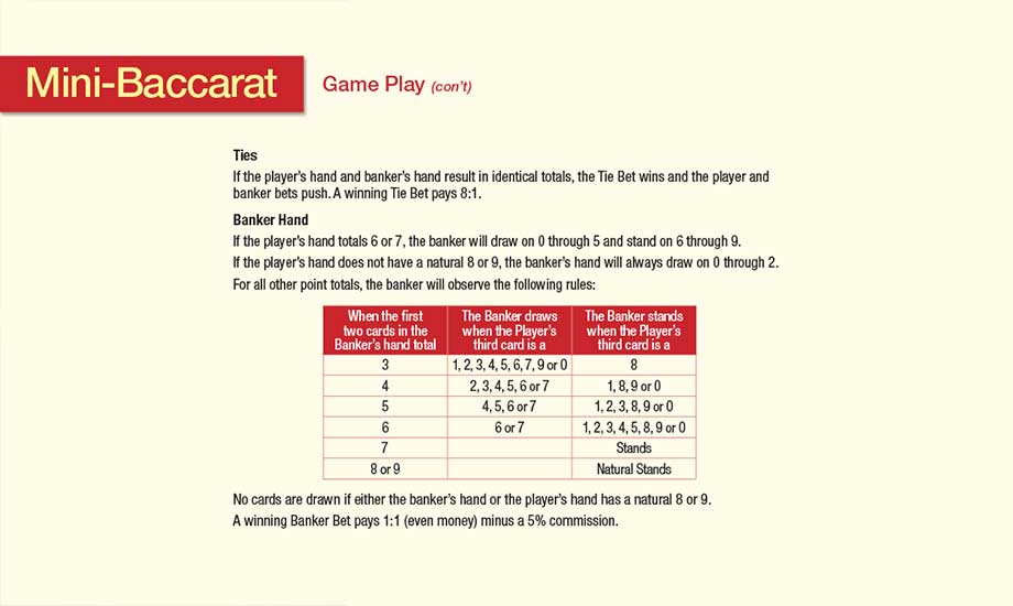 MiniBaccarat game rules page 2