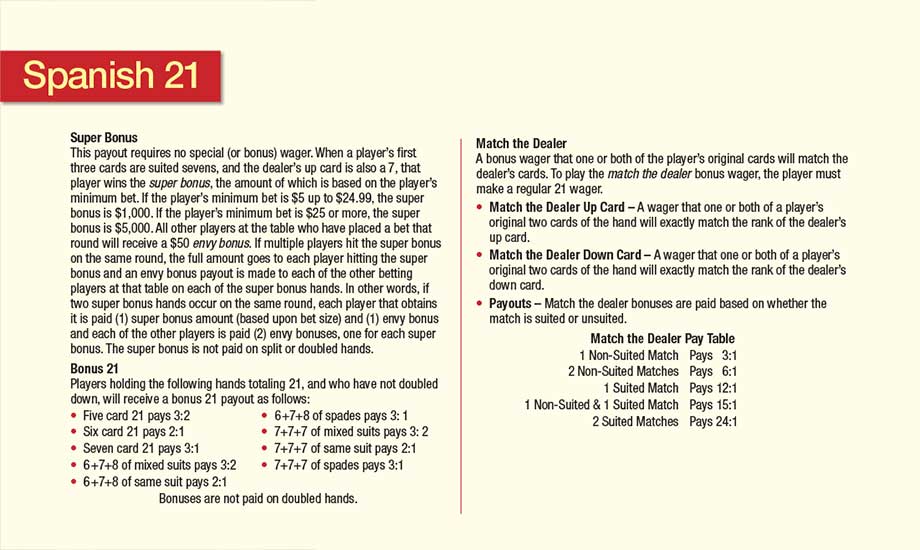 Spanish 21 game rules page 2