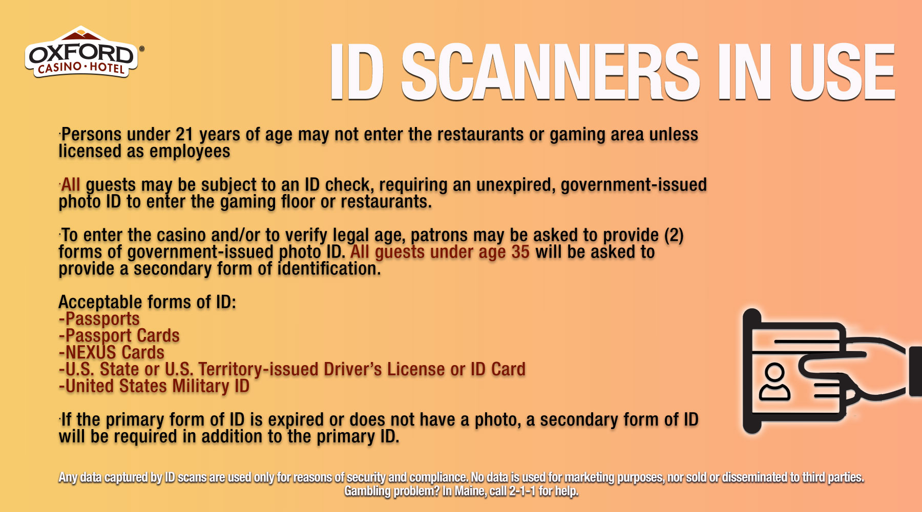 ID Scanners - Bring your ID!