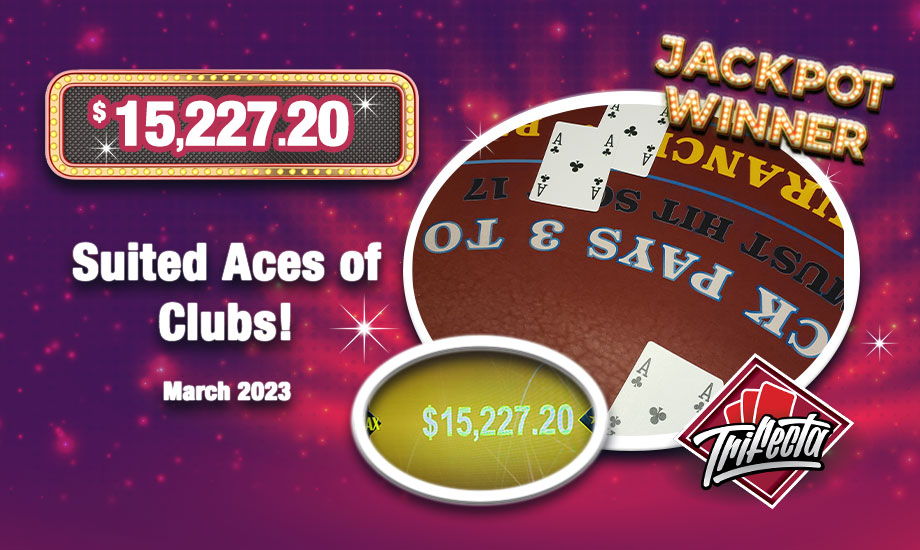 Suited Aces of Clubs Blackjack PROGRESSIVE JACKPOT wins $15,227.20!