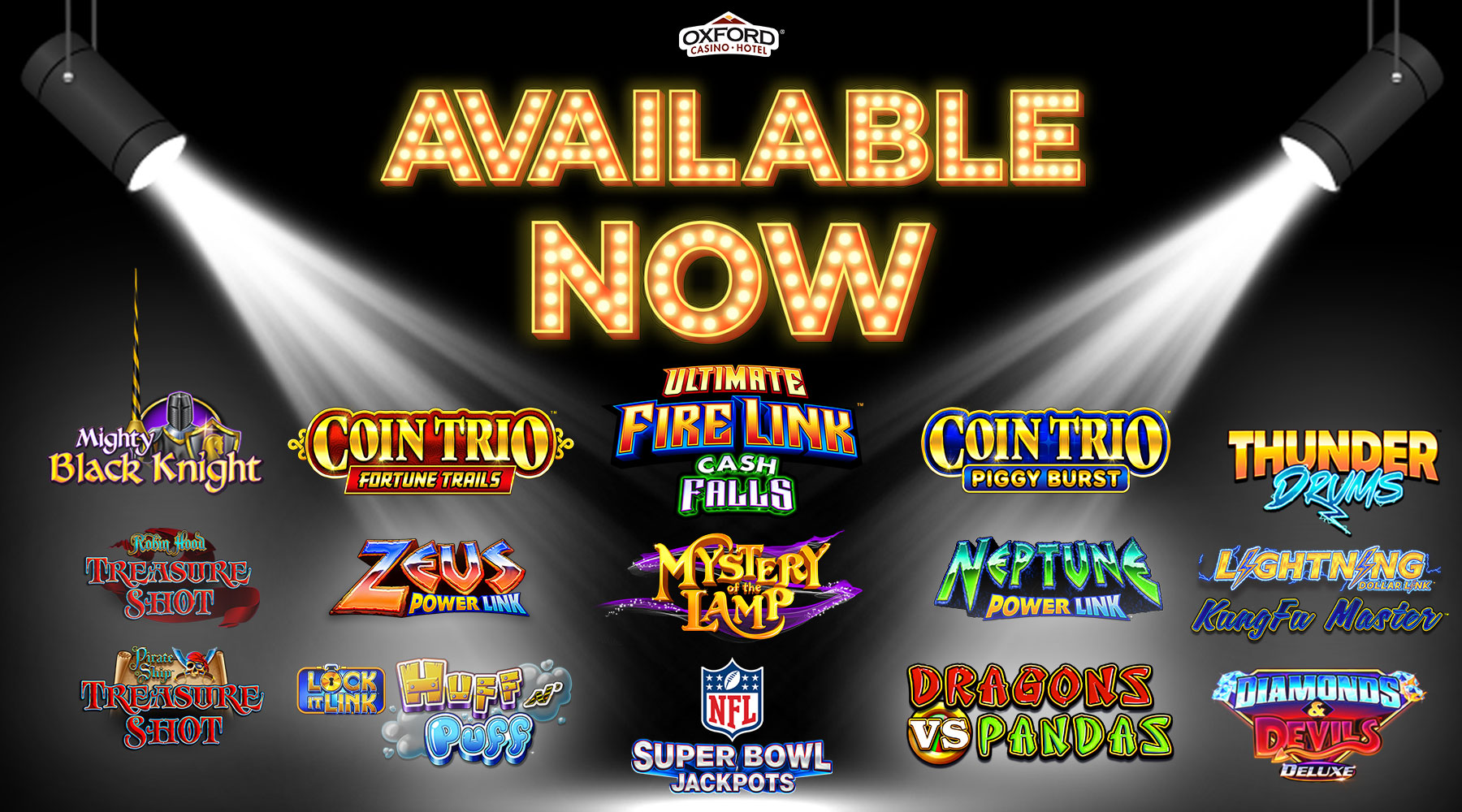 New Slot Machine games available now at Oxford Casino Hotel