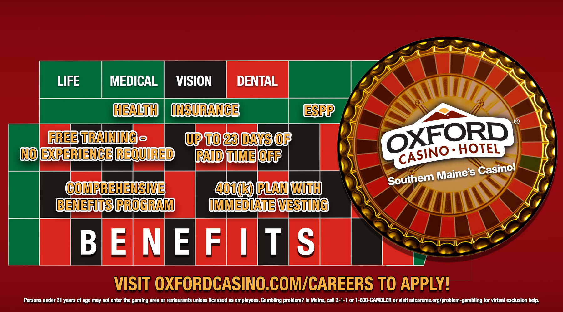 Benefits at Oxford Casino Hotel