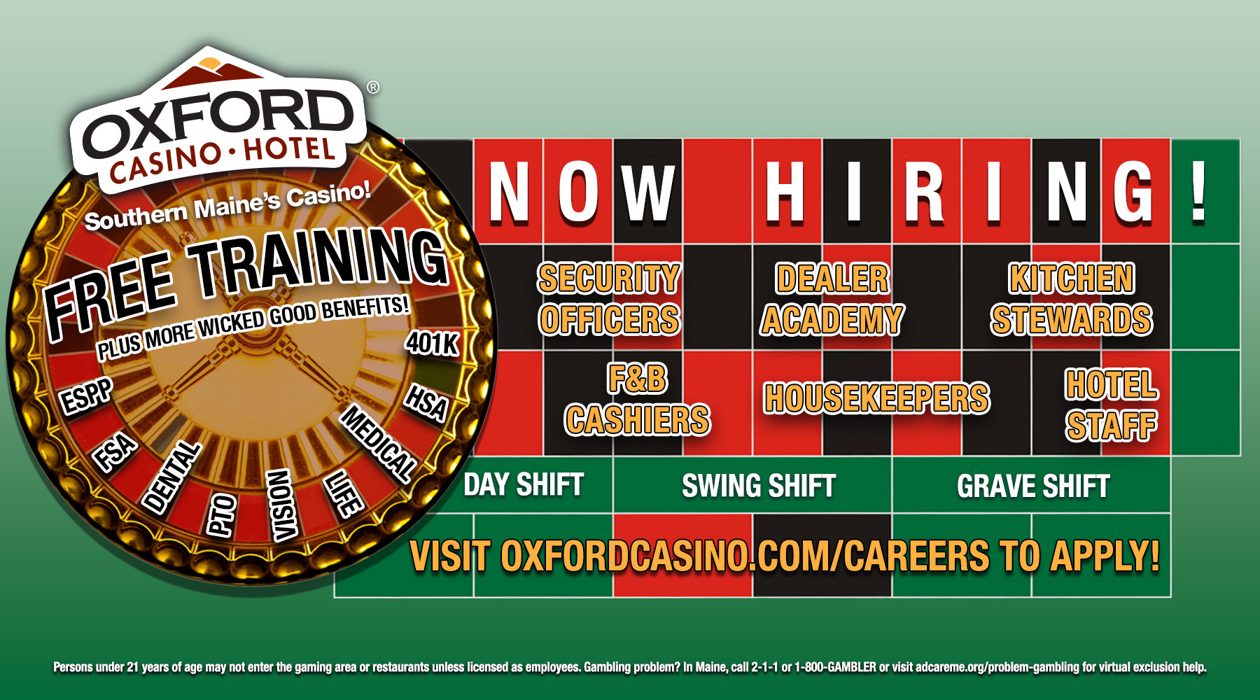 Now Hiring - Careers at Oxford Casino Hotel