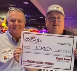 Vernon R. slot machine jackpot winner of $13,073.77 on February 23, 2024