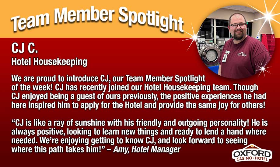 Team Member Spotlight - CJ C in hotel Housekeeping