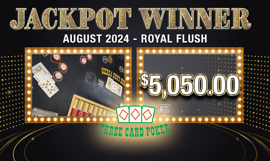 Royal Flush - Table Games Jackpot Winner at Oxford Casino Hotel! Join the Oxford Rewards Loyalty Club today!
