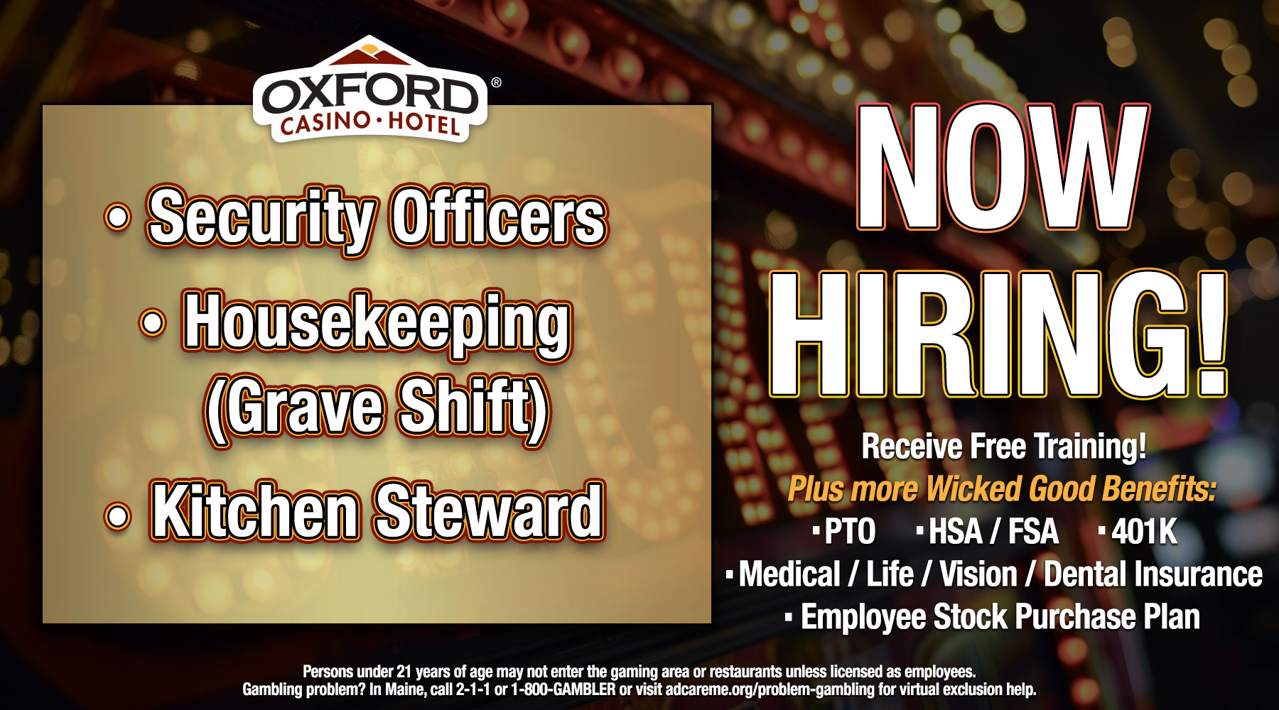 Careers at Oxford Casino Hotel & Event Center! Apply Today