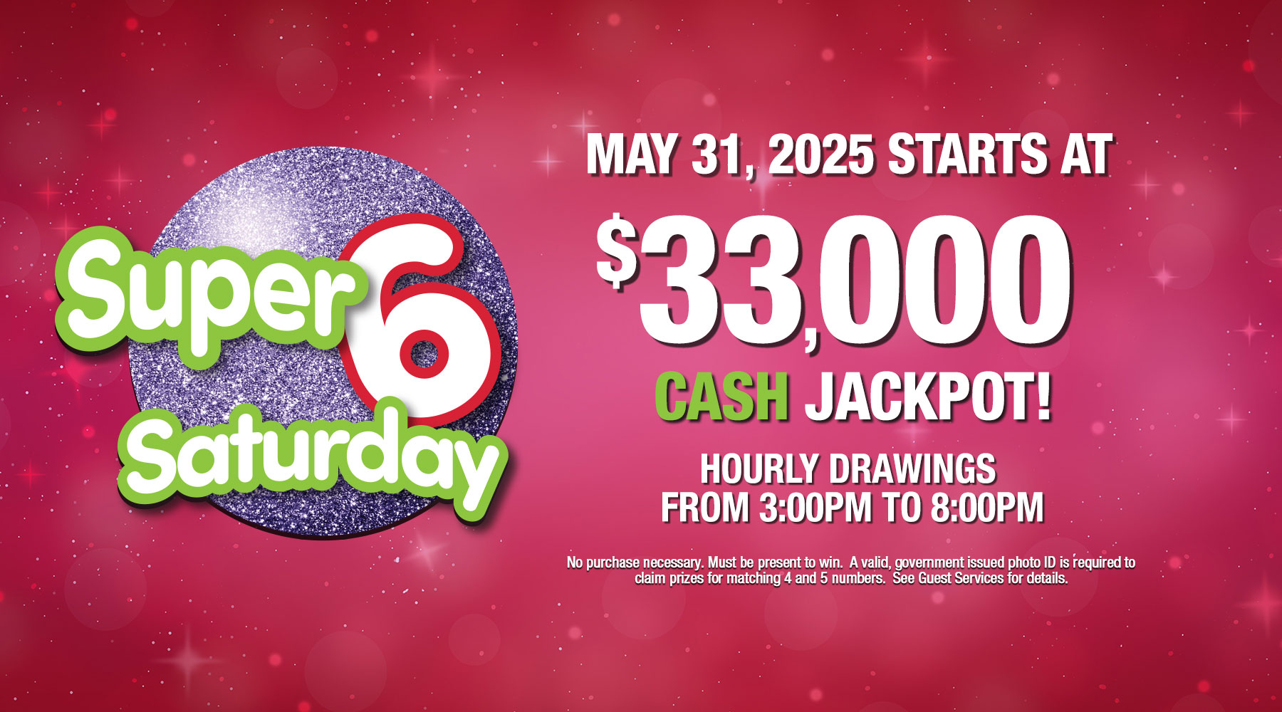 Super 6 Saturday CASH jackpot starts at $33k May 31