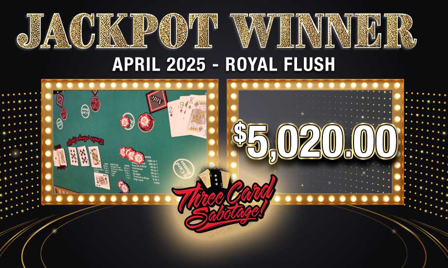 Royal Flush - $5,020.00 Table Games Jackpot Winner at Oxford Casino Hotel! Join the Oxford Rewards Loyalty Club® today!