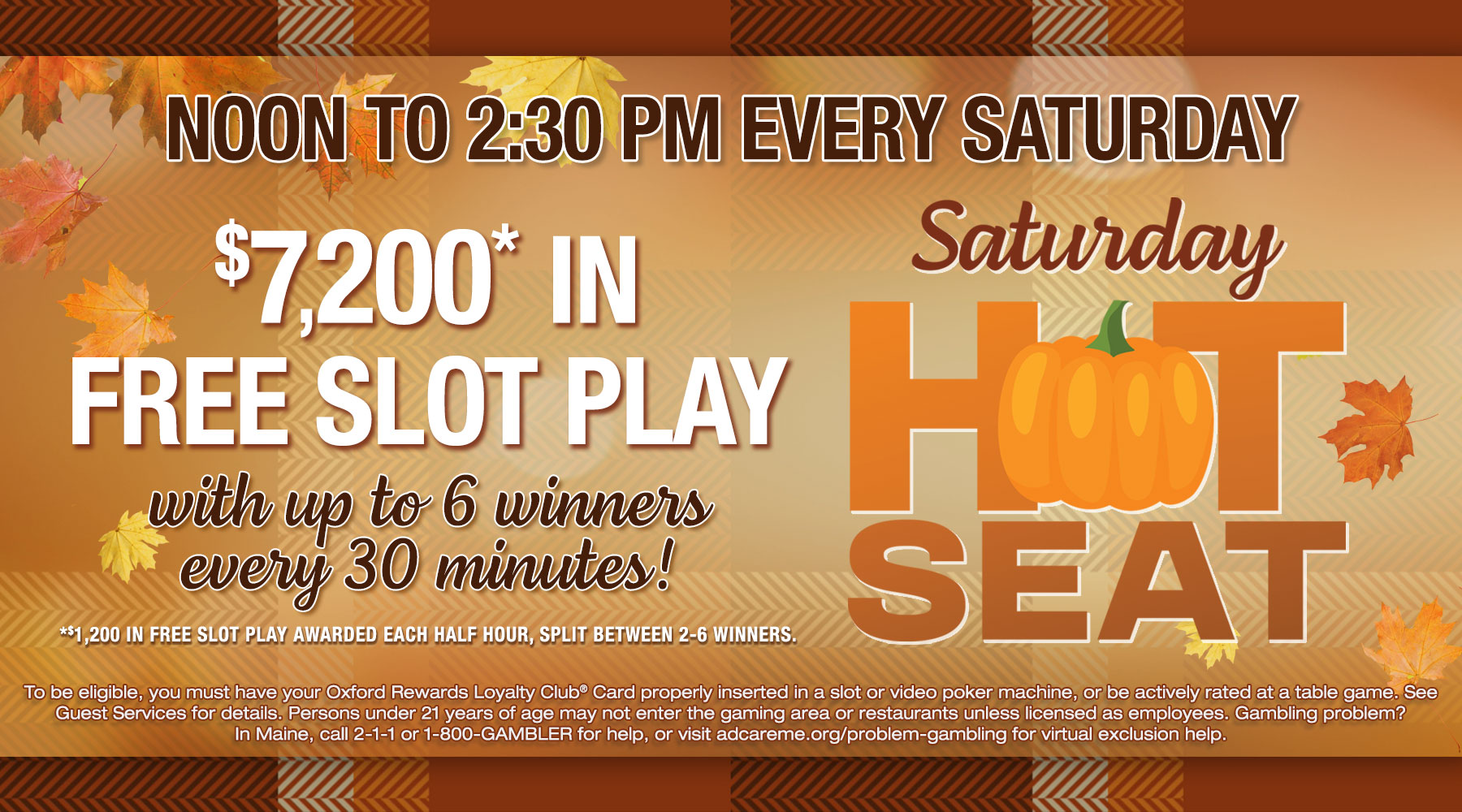 Oxford Casinos Fall hot Seat Promotion