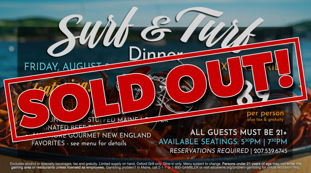 Surf and Turf Sold Out